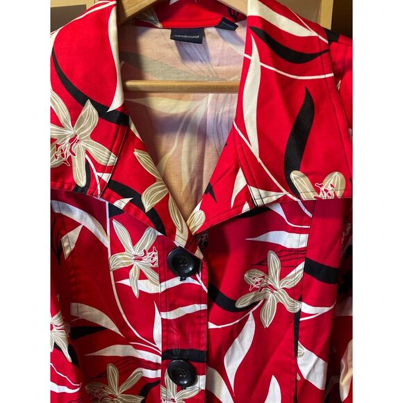 Westbound Red Tropical Floral Buttoned Jacket Sz 2X - Picture 4 of 7